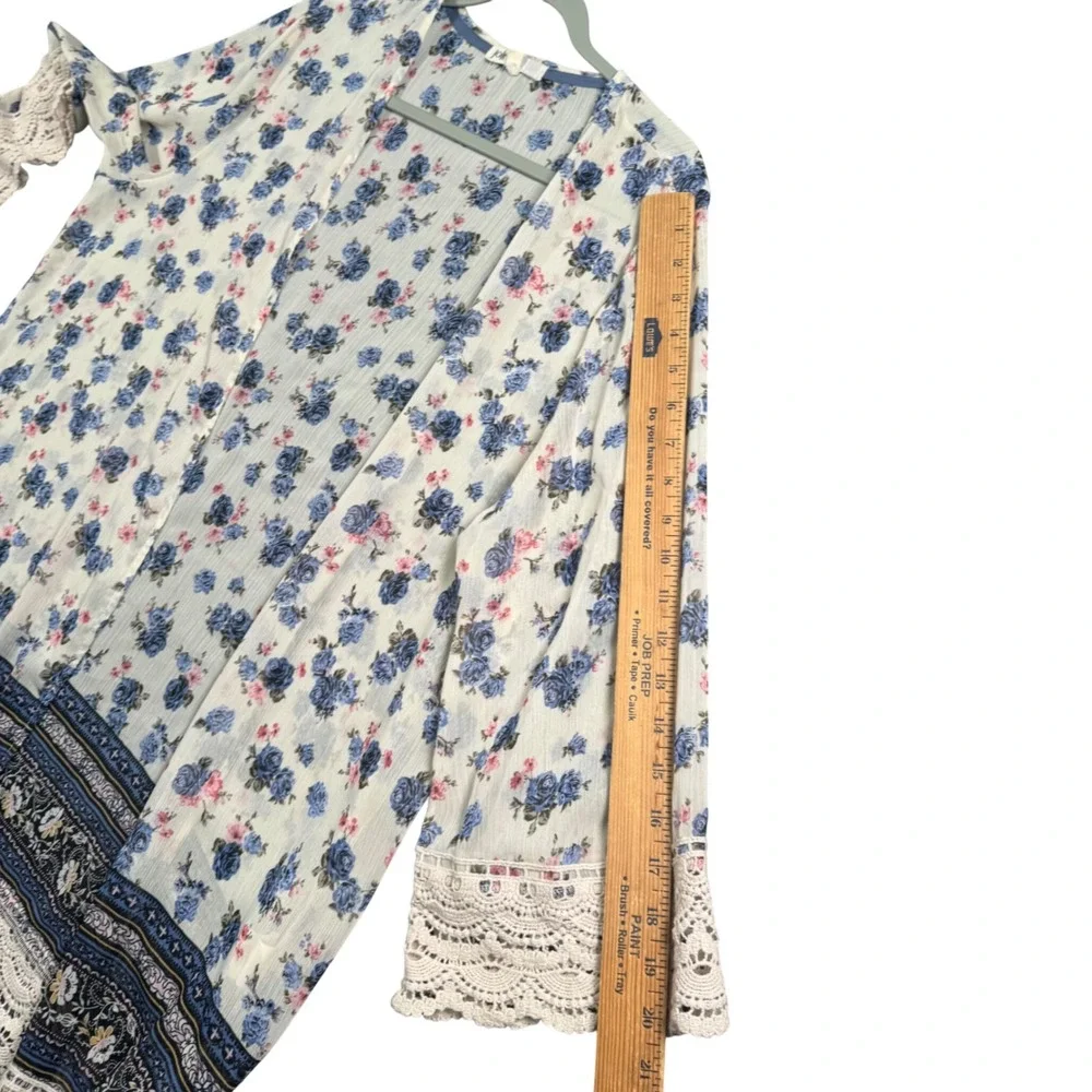 Boho Floral Crochet Lace Kimono Womens XL Cottagecore Festival Cardigan‎
